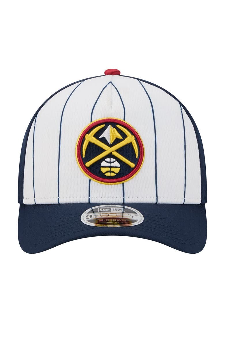 Men's New Era  White/Navy Denver Nuggets 2025 NBA Tip Off M-Crown A-Frame 9FORTY Adjustable Hat, Alternate, color, White