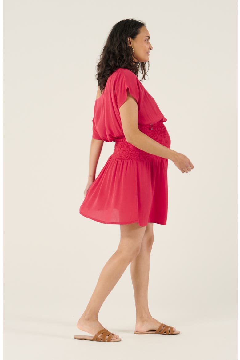 Maternity and Nursing Short Smock Dress Carmen, Alternate, color, Raspberry