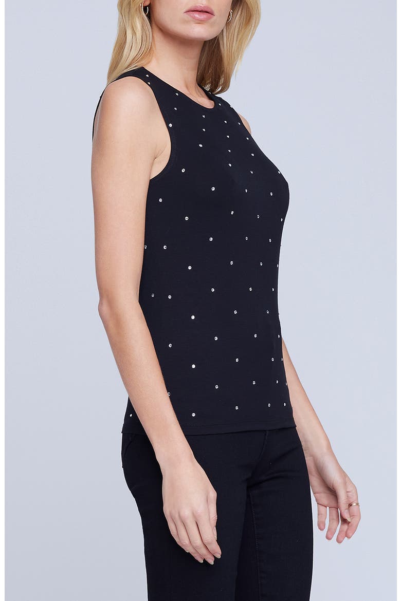 Shelly Rhinestone Embellished Tank Top, Alternate, color, BLACK