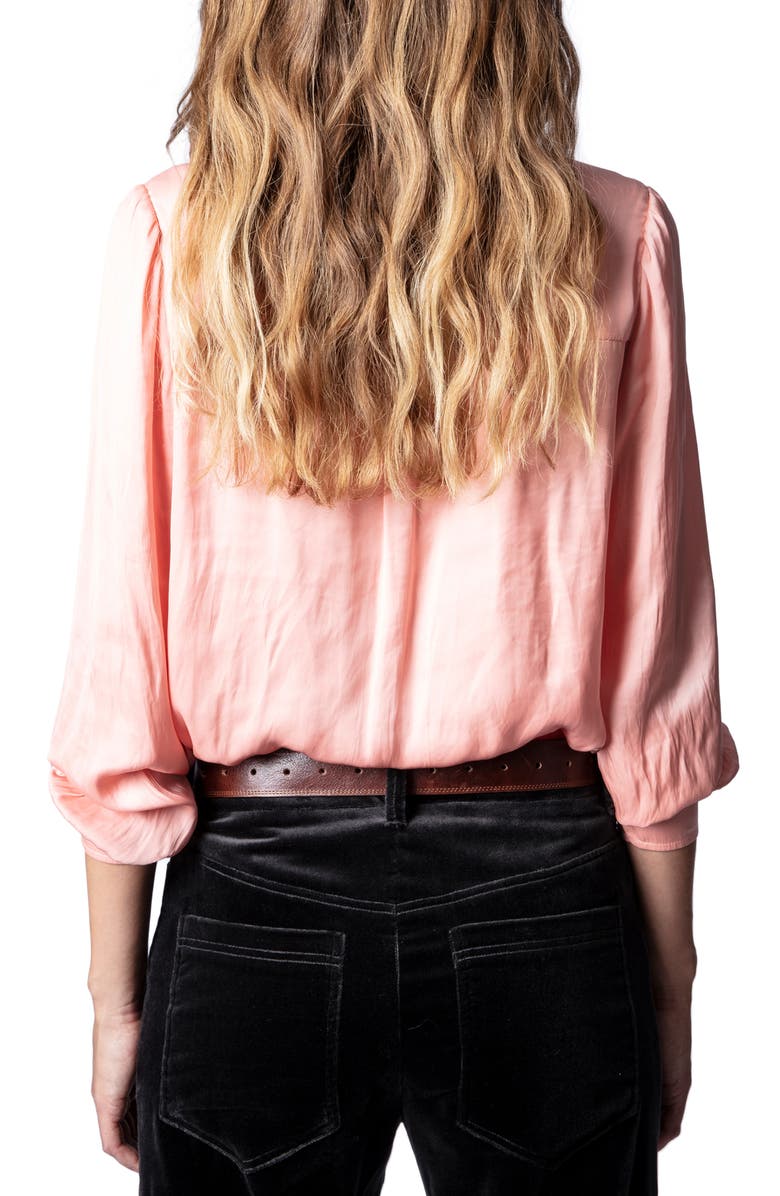 Zadig & Voltaire Tie Neck Satin Blouse, Alternate, color,