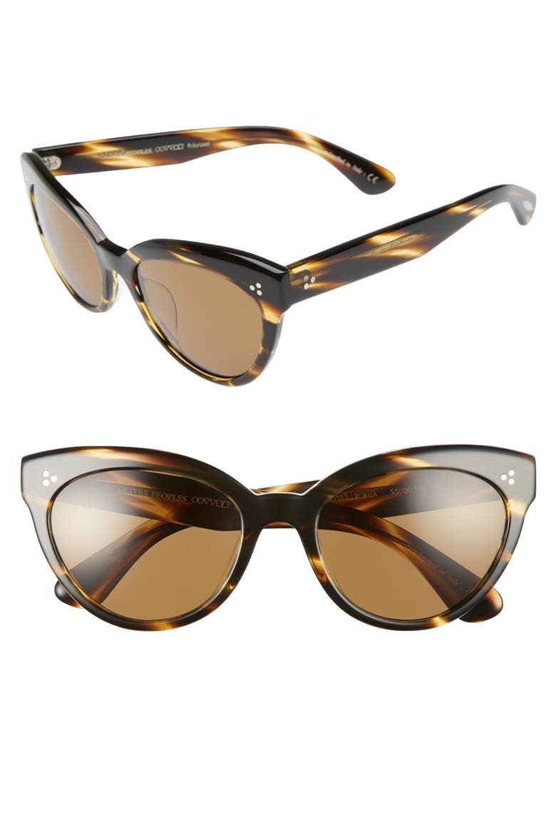 Roella 55mm Polarized Cat Eye Sunglasses, Main, color, BROWN