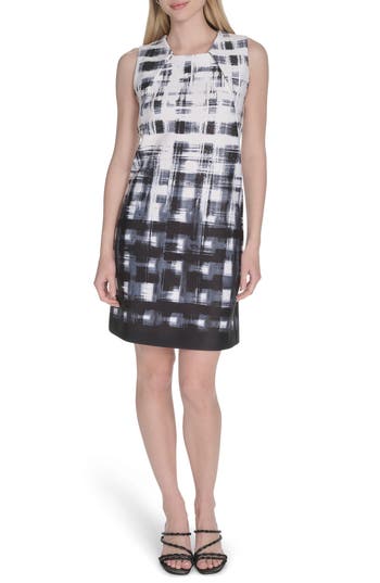 Calvin Klein Variegated Print Sheath Dress In Multi