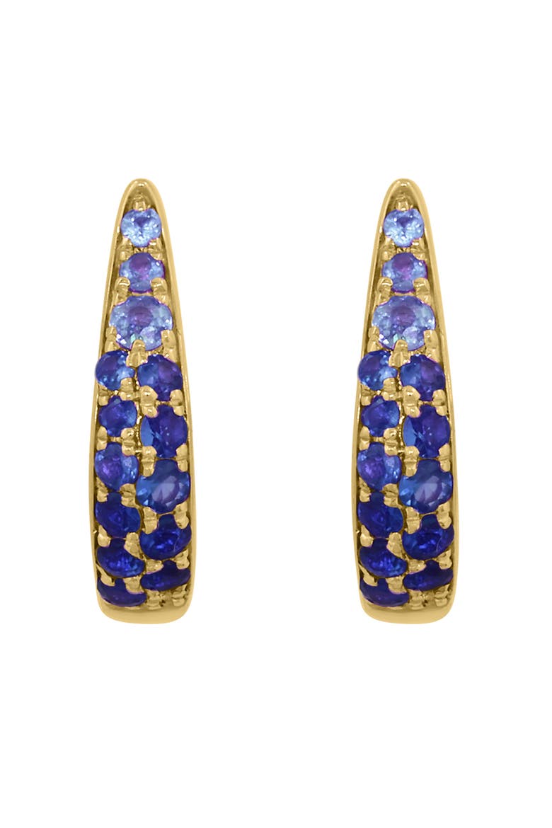 Natural Sapphire Huggie Hoop Earrings, Alternate, color, BLUE