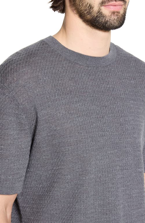 Theory Kolben Short Sleeve Linen & Cotton Blend Crewneck Sweater In Gray