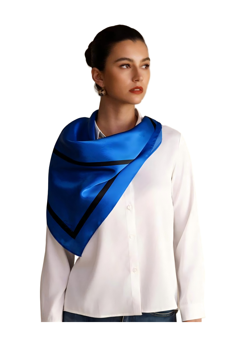 Printed Square Silk Scarf, Main, color, Blue Square