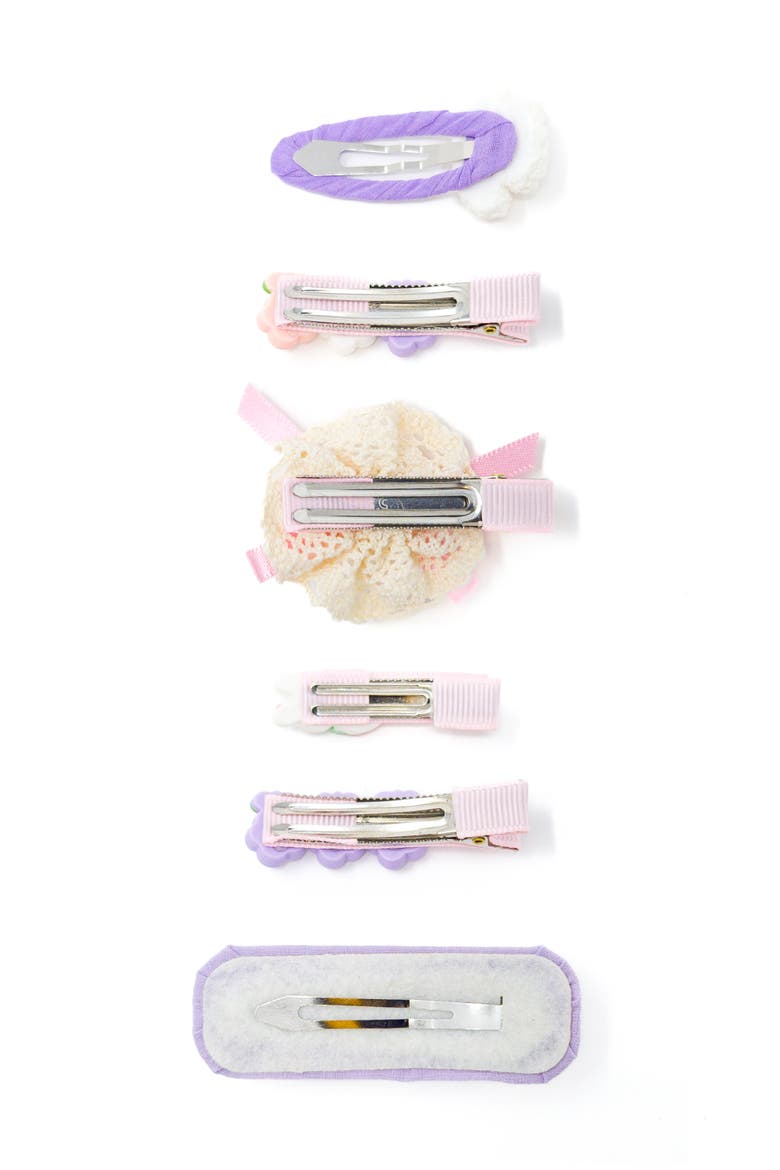 Puppy & Bunny Garden Hair Clip Set of 6, Alternate, color, Lavender