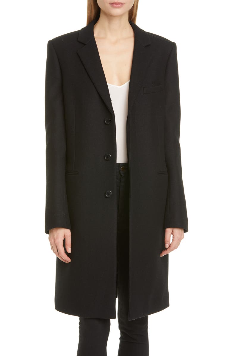 Saint Laurent Reefer Wool Coat, Main, color, 