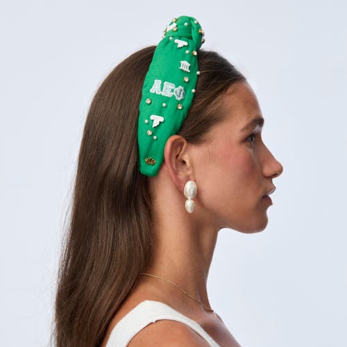 Lele Sadoughi Alpha Epsilon Phi Knotted Headband In Green