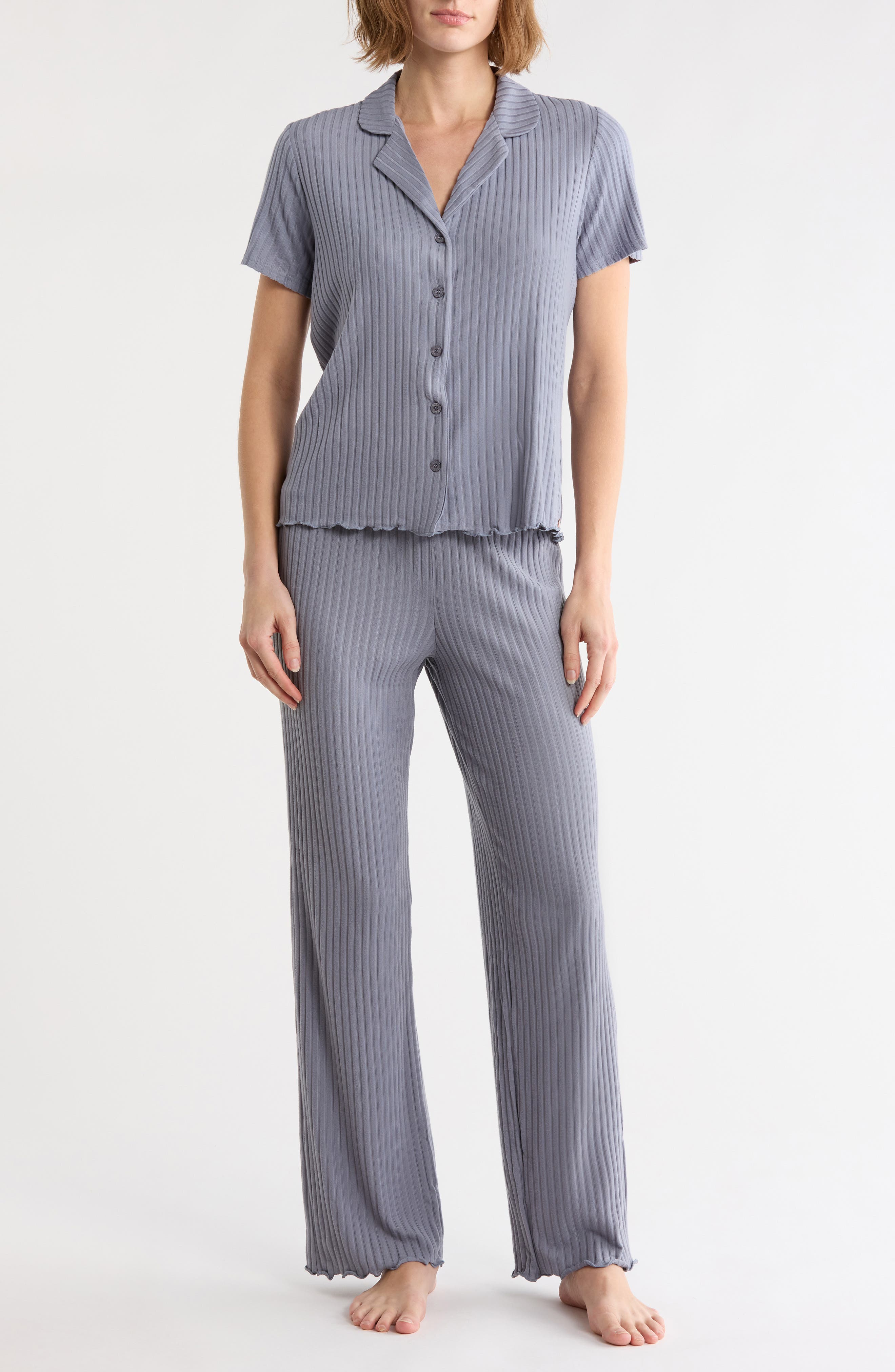 Ribbed Short Sleeve Pajamas