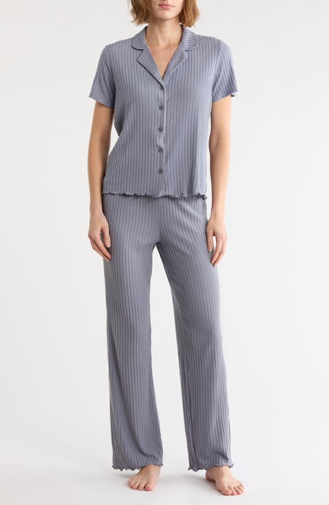 Ribbed Short Sleeve Pajamas