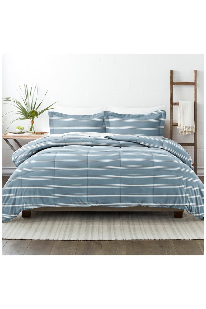 Premium Ultra Soft Soft Stripe Reversible Down-Alternative Comforter, Alternate, color, LIGHT BLUE