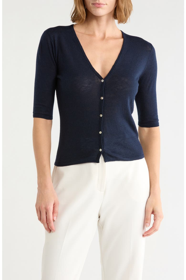 V-Neck Elbow Sleeve Cardigan, Main, color, COASTAL