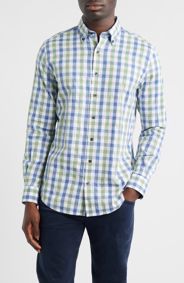johnnie-O Candler Plaid Button-Down Shirt, Main, color, Forest