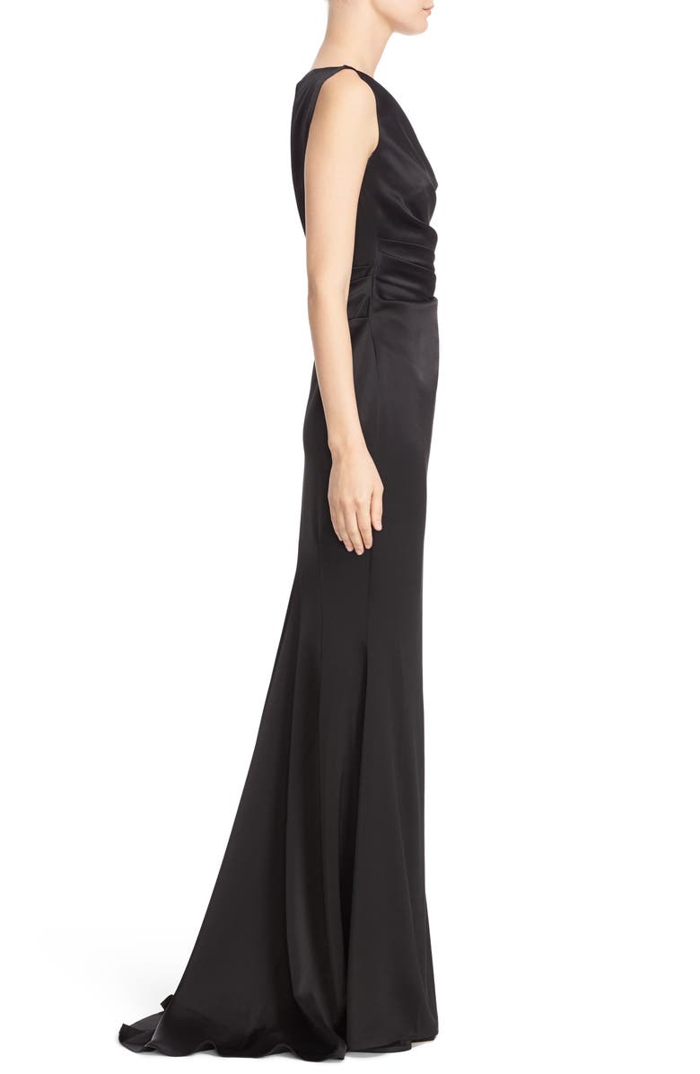 Talbot Runhof Drape V-Neck Matte Crepe Column Gown, Alternate, color,