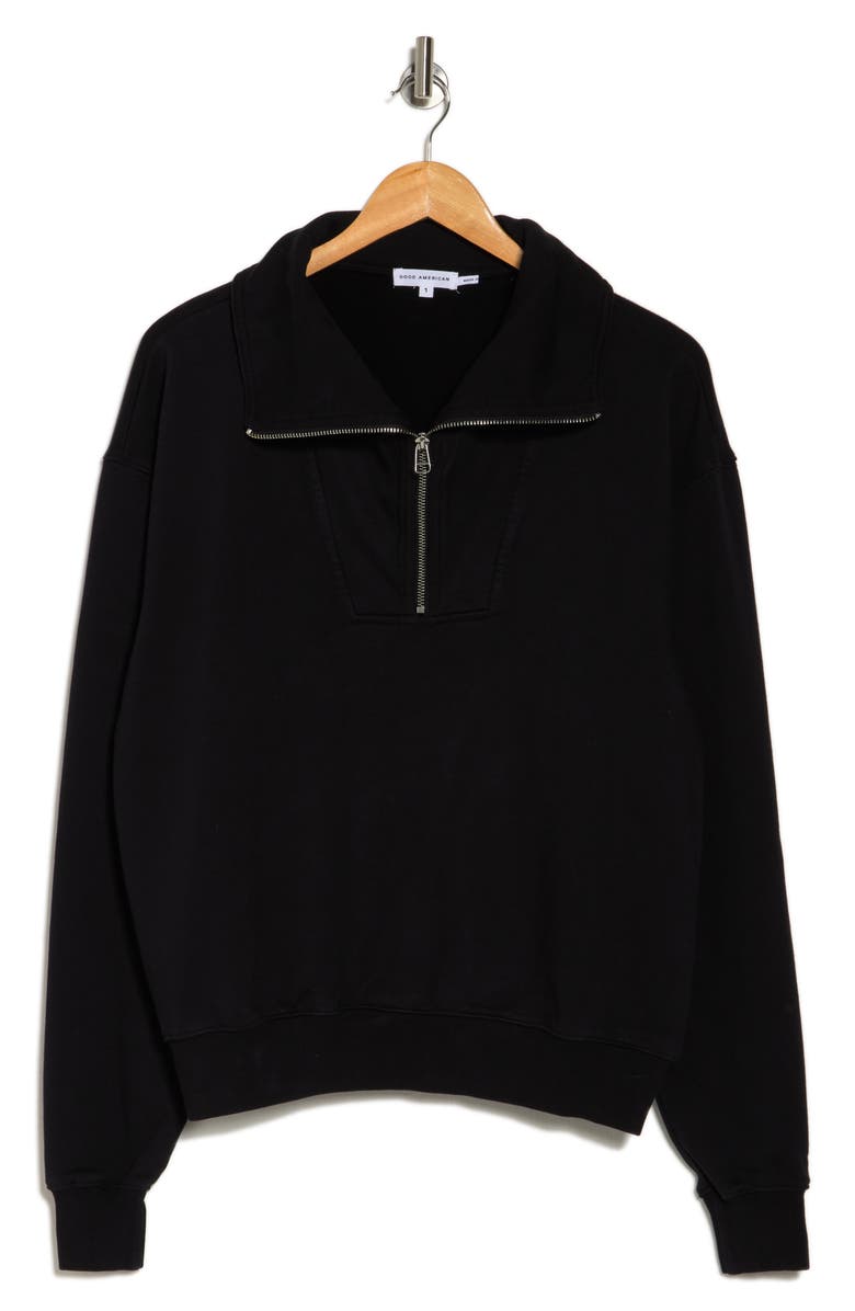 Good American Nautical Half Zip Fleece Sweatshirt, Alternate, color, 