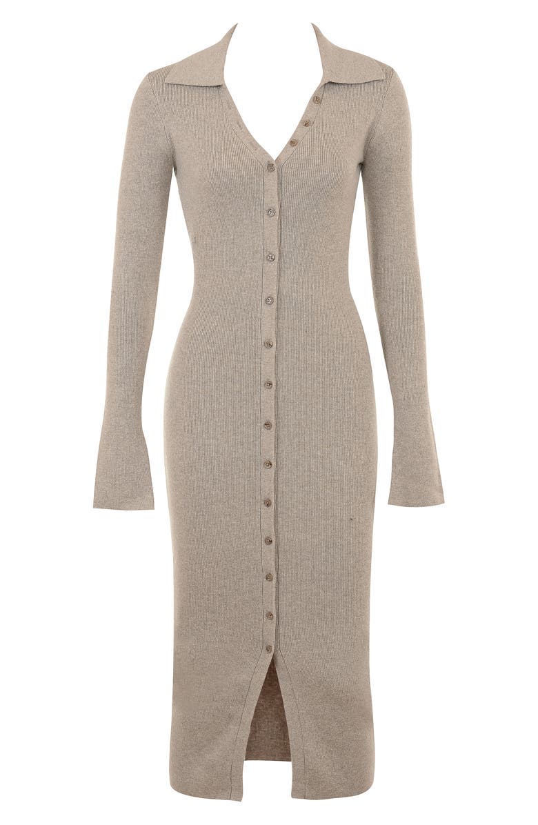 HOUSE OF CB Yvette Long Sleeve Button-Up Sweater Dress, Alternate, color, 