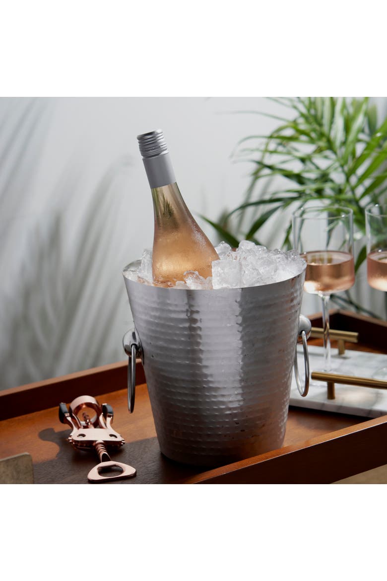 Irving Hammered Ice Bucket in Stainless Steel, Alternate, color, Silver