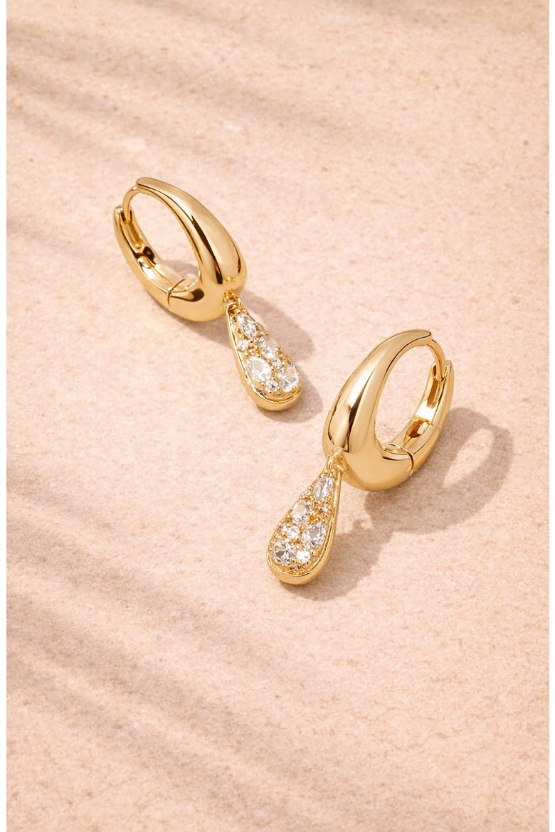 Petra Pave Hoop In Gold And Crystals, Alternate, color, Gold