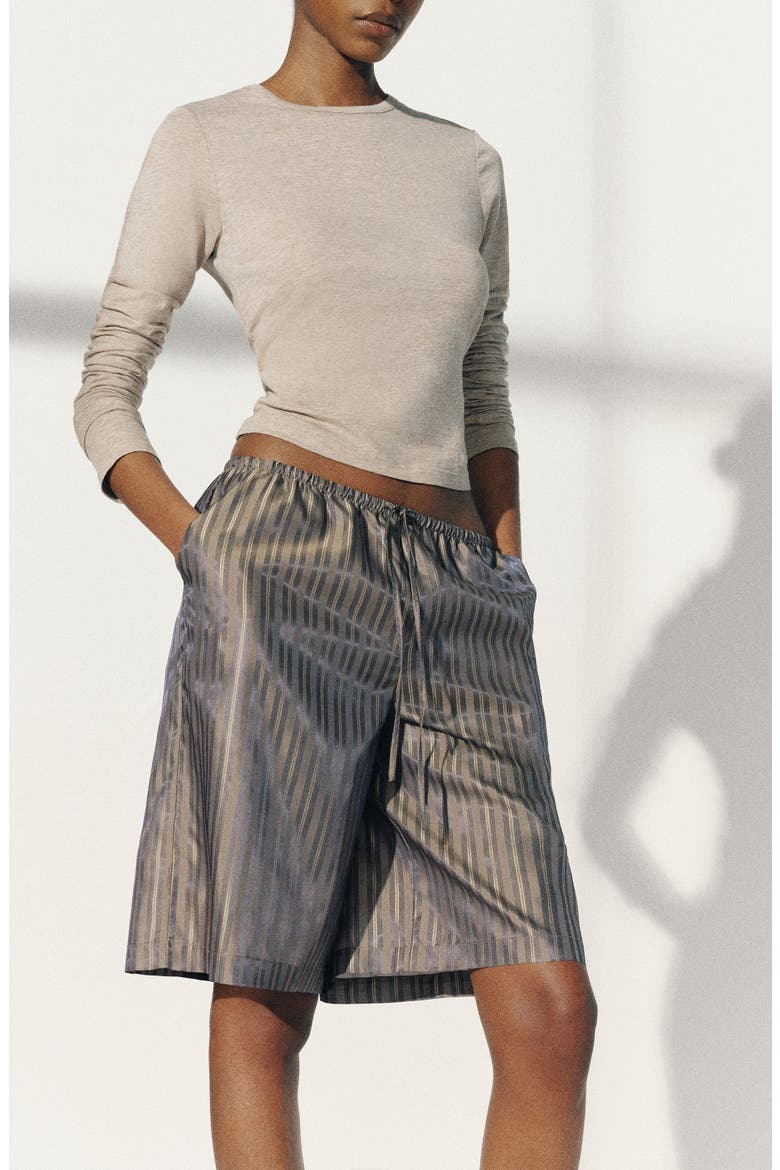 Sandy Striped Shorts, Alternate, color, GRAPHITE