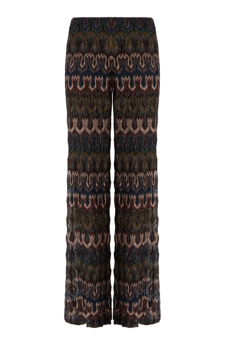 Missoni Viscose Lamé Trousers With Arabesque Motif, Alternate, color, Green& Brown