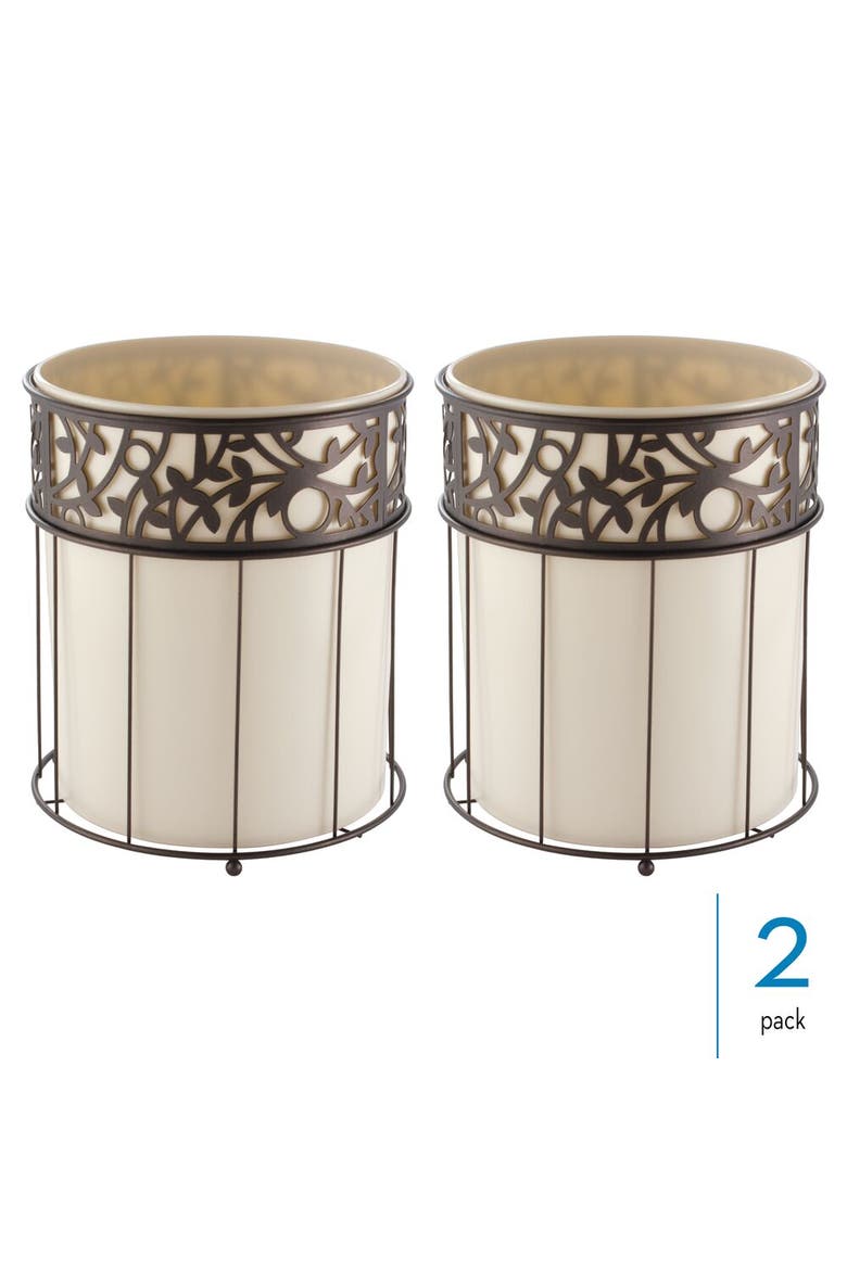 Metal Vine Trash Can with Insert - Set of 2 - Vanilla/Bronze, Alternate, color, Vanilla / Bronze