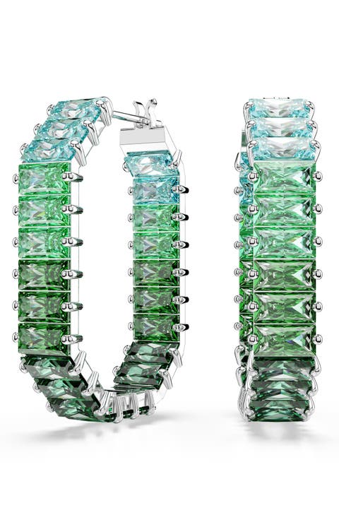 Matrix Baguette Crystal Octagonal Hoop Earrings