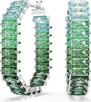 Swarovski Matrix Baguette Crystal Octagonal Hoop Earrings