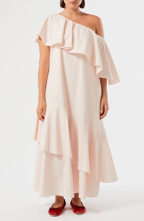 Marina Rinaldi Pioppo Ruffle One-Shoulder Maxi Dress in Pink at Nordstrom, Size 12W