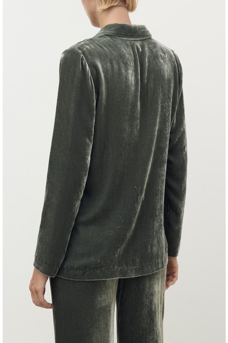 Velvet Button-Up Shirt, Alternate, color, GREEN