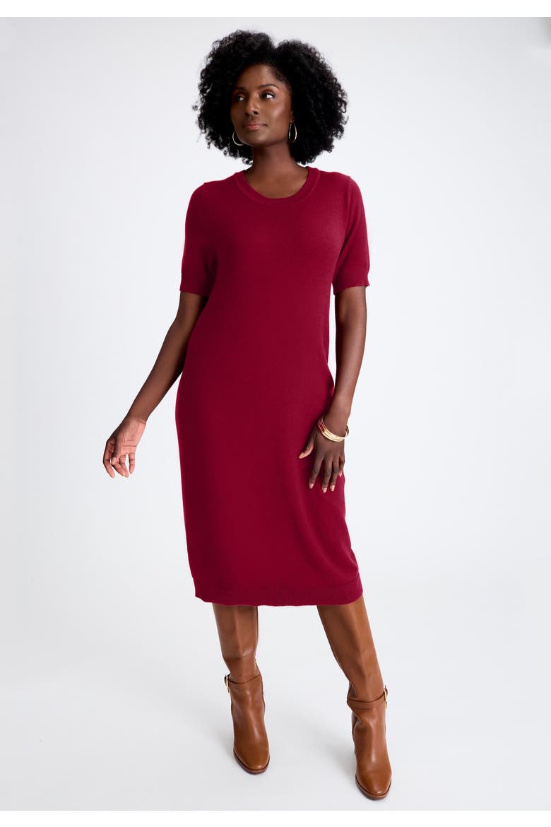 Cable Knit Cape Sweater Dress, Alternate, color, RICH BURGUNDY