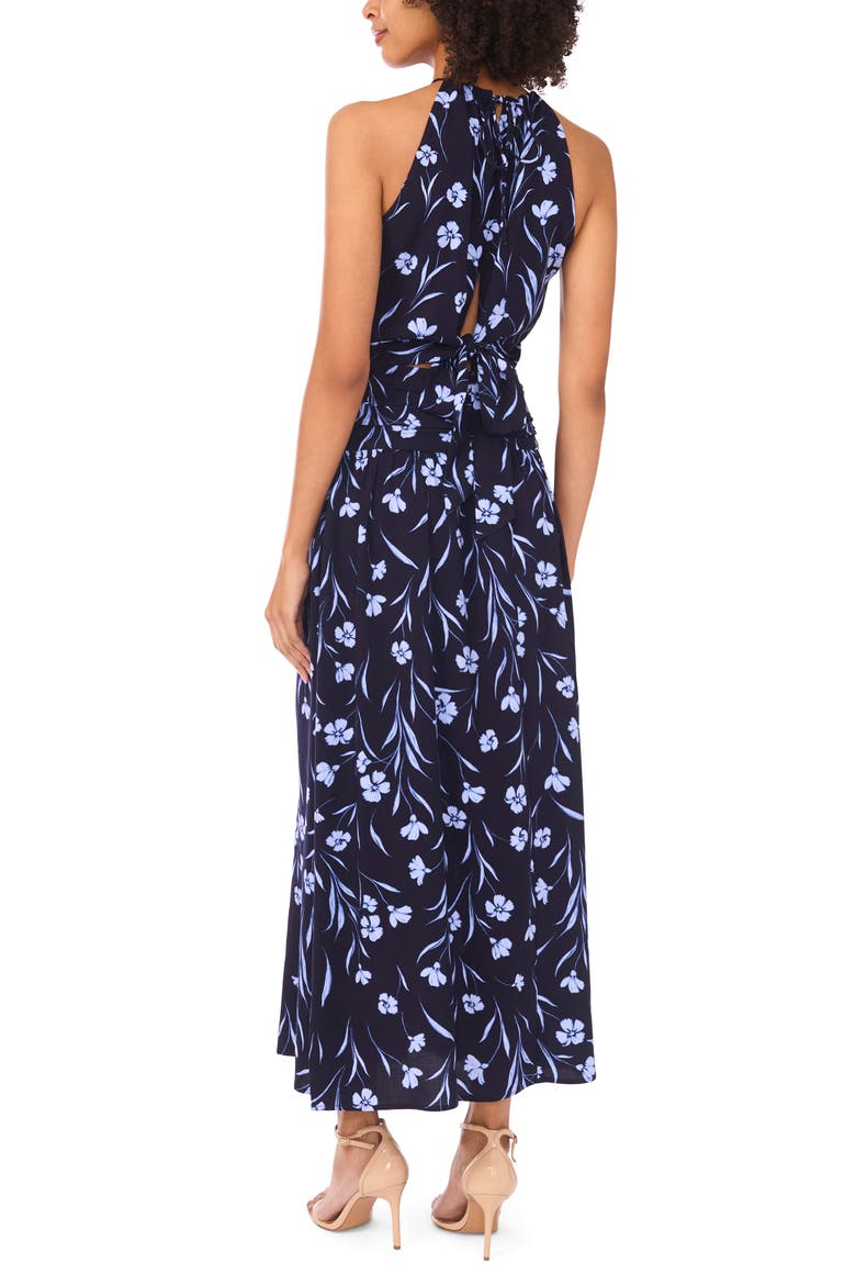 Floral Shirred Maxi Skirt, Alternate, color, CLASSIC NAVY