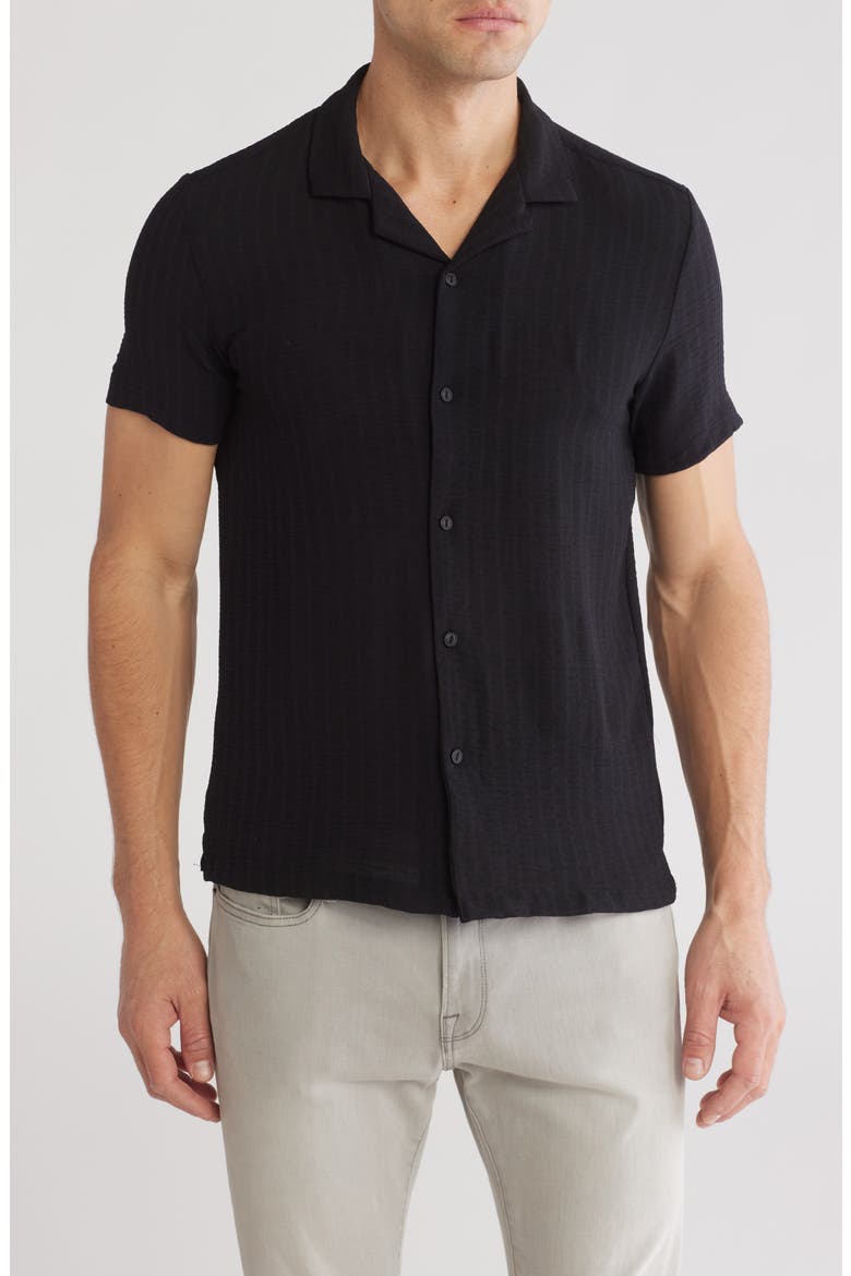 Textured Knit T-Shirt, Main, color, BLACK
