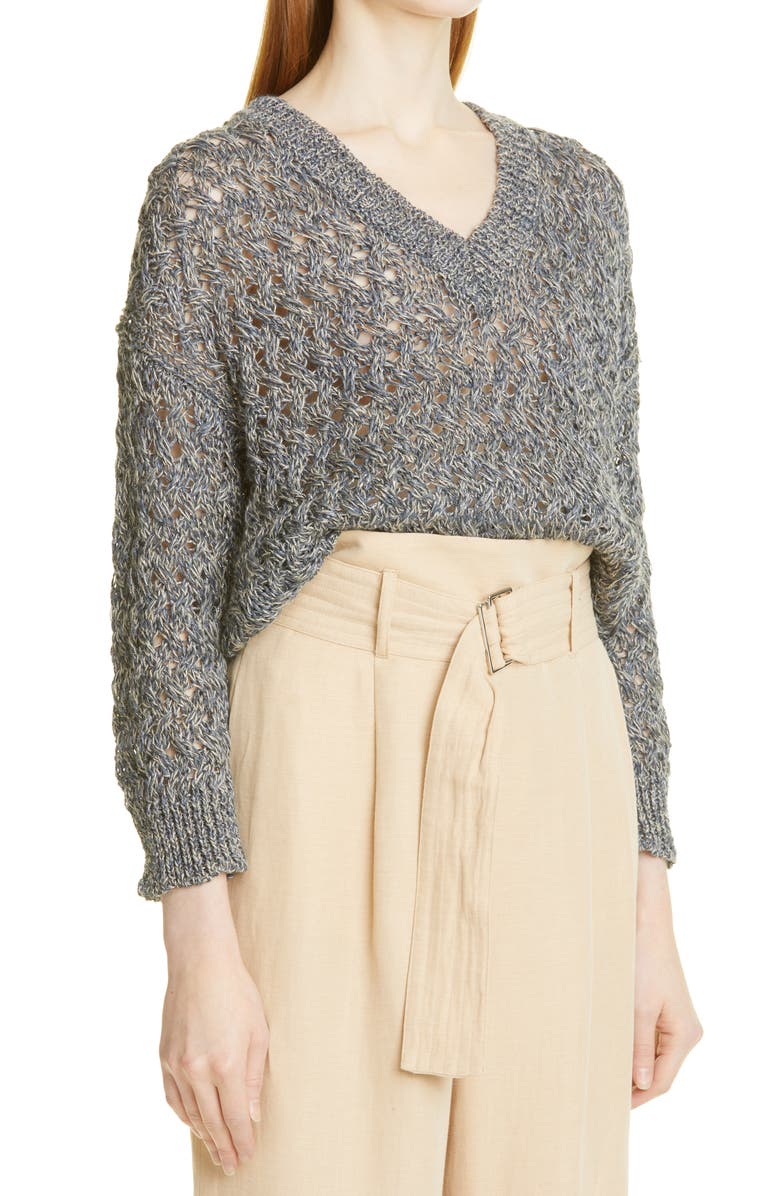 Fabiana Filippi Metallic Basket Weave Stitch Sweater, Alternate, color, 