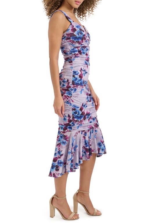 Siena Sweetheart Ruched Mesh Midi Dress In Purple