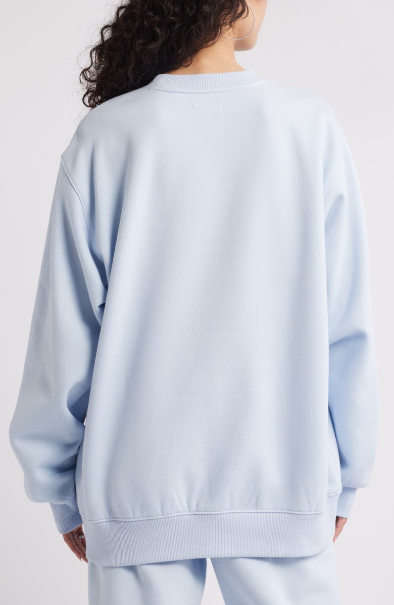 BP. Fleece Detail Oversize Crewneck Sweatshirt, Alternate, color, Blue Feather