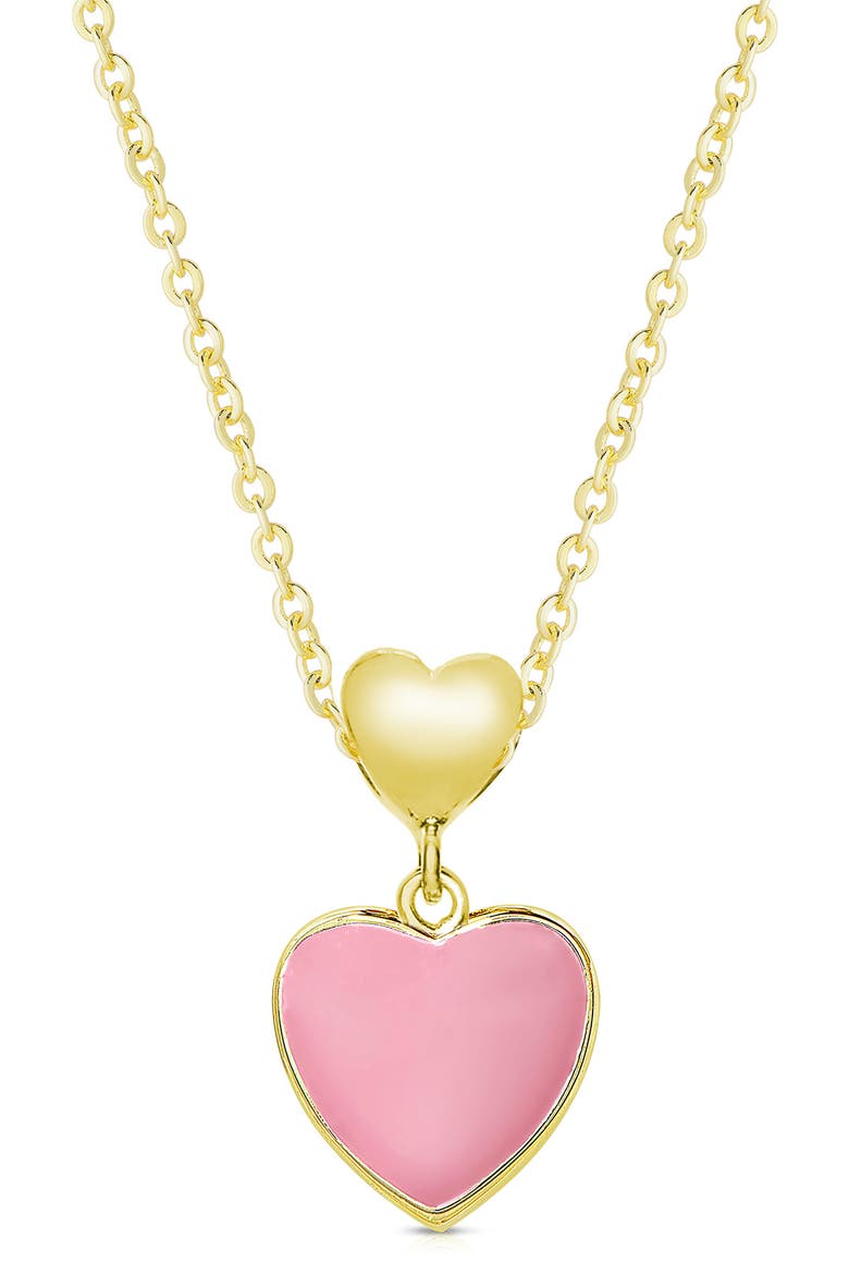 Kids' Heart Pendant Necklace & Stud Earrings, Alternate, color, PINK