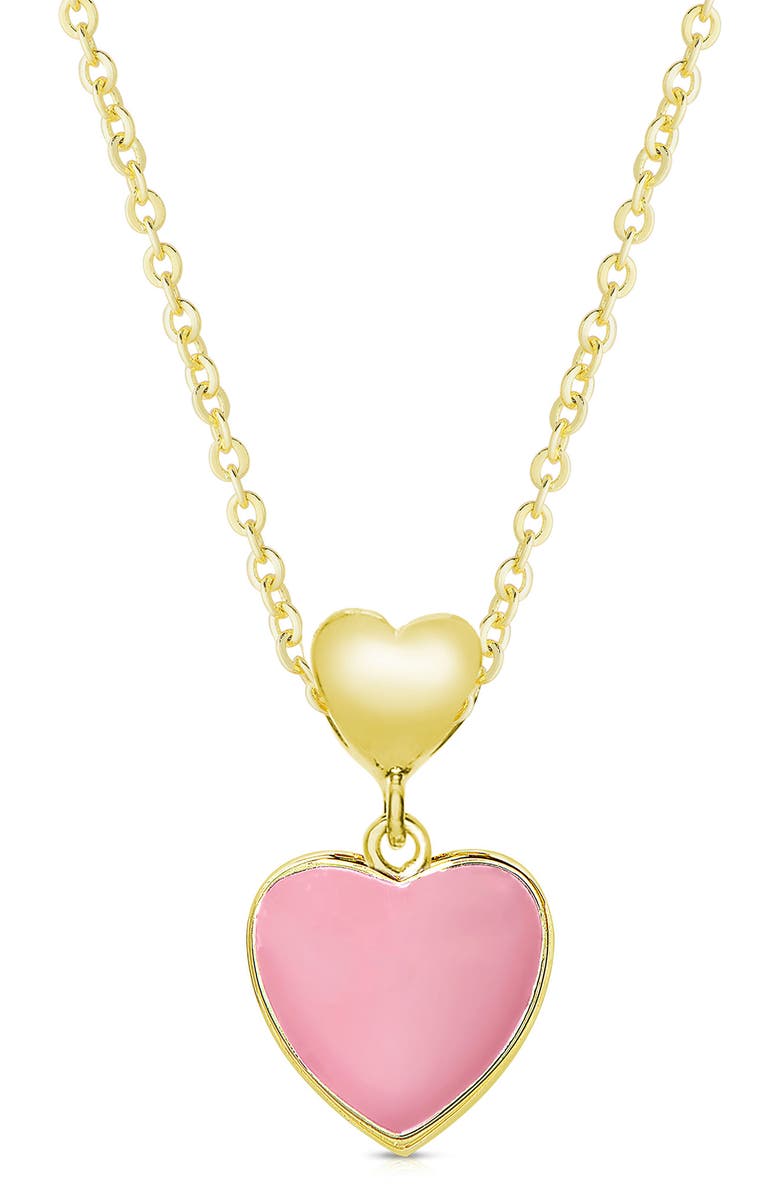 Lily Nily Kids' Heart Pendant Necklace & Stud Earrings, Alternate, color, Pink