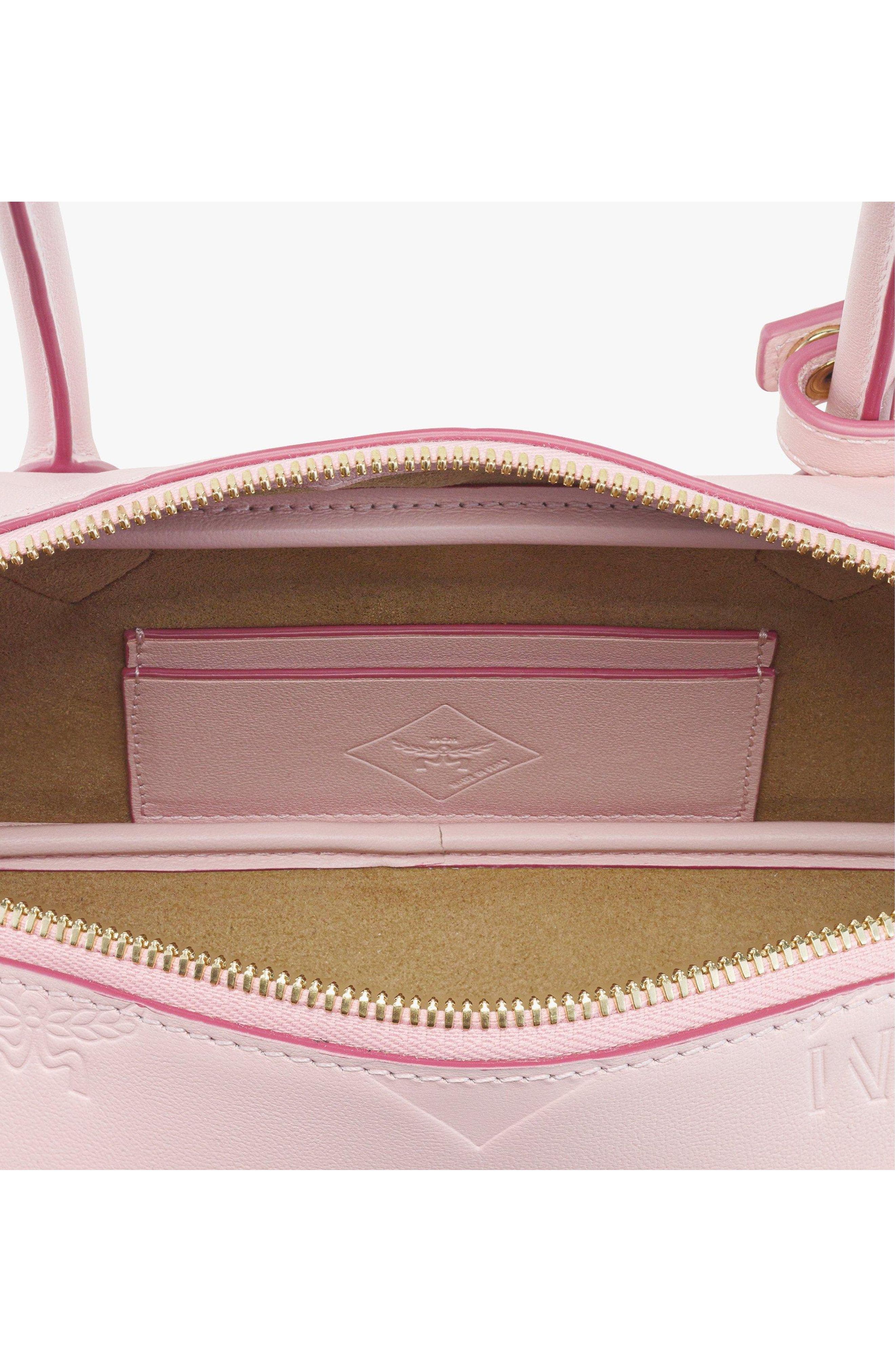 Small Aren East West Shoulder Bag in Maxi Monogram Leather, Alternate, color, Lotus Pink