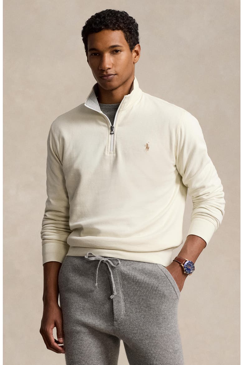 Lux Heathered Quarter Zip Pullover, Alternate, color, PARCHMENT CREAM/C8634