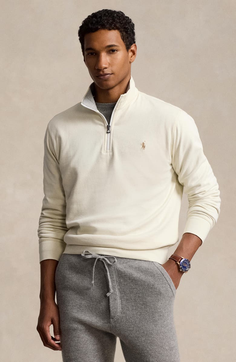 Polo Ralph Lauren Luxury Jersey Quarter Zip Pullover, Alternate, color, 