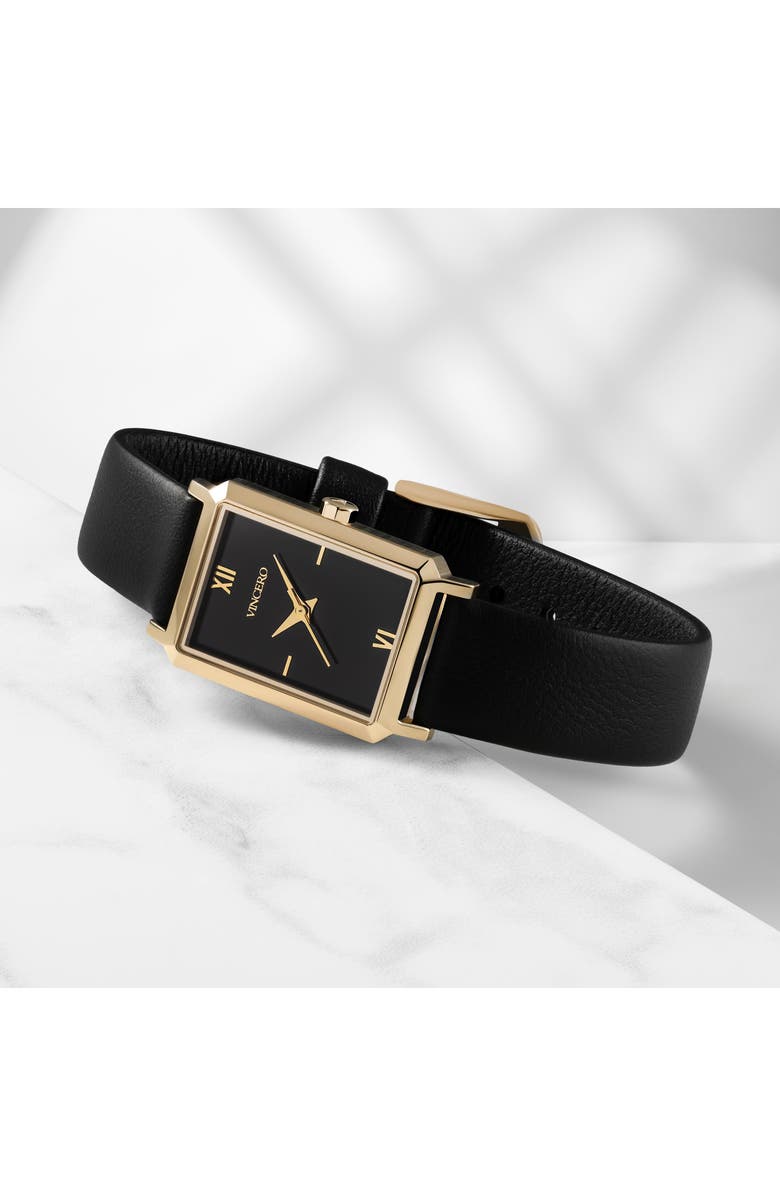 Vincero Ava Leather Strap Watch, 20mm x 14mm, Alternate, color, Gold/ Jet Black