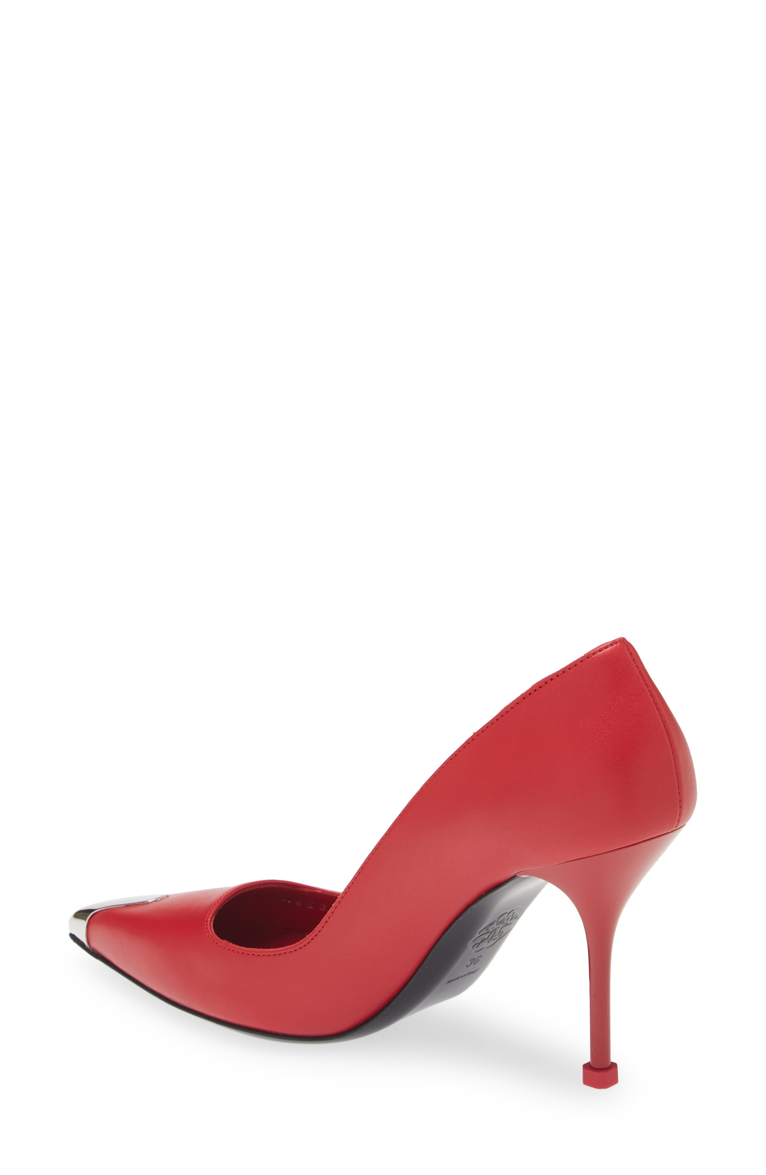Punk Pointed Toe Pump, Alternate, color, RED
