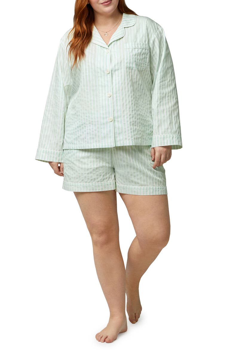 Stripe Organic Cotton Short Pajamas, Alternate, color, MINT 3D STRIPE