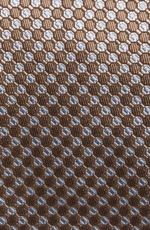 David Donahue Geometric Silk Tie In Brown