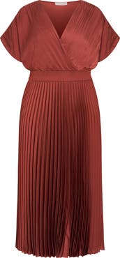 City Chic Elia Faux Wrap Pleated Dress