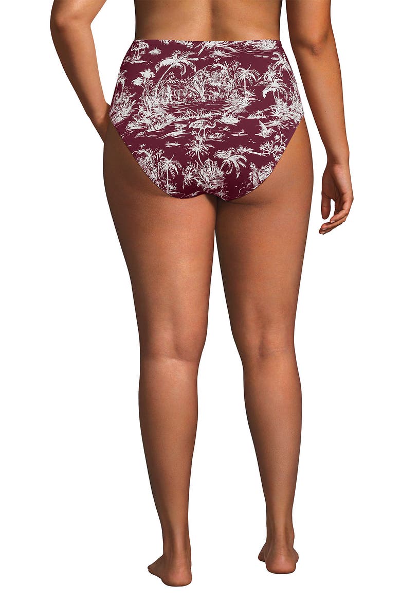 Cheeky High Waisted Bikini Bottoms, Alternate, color, Burgundy Island Scenic