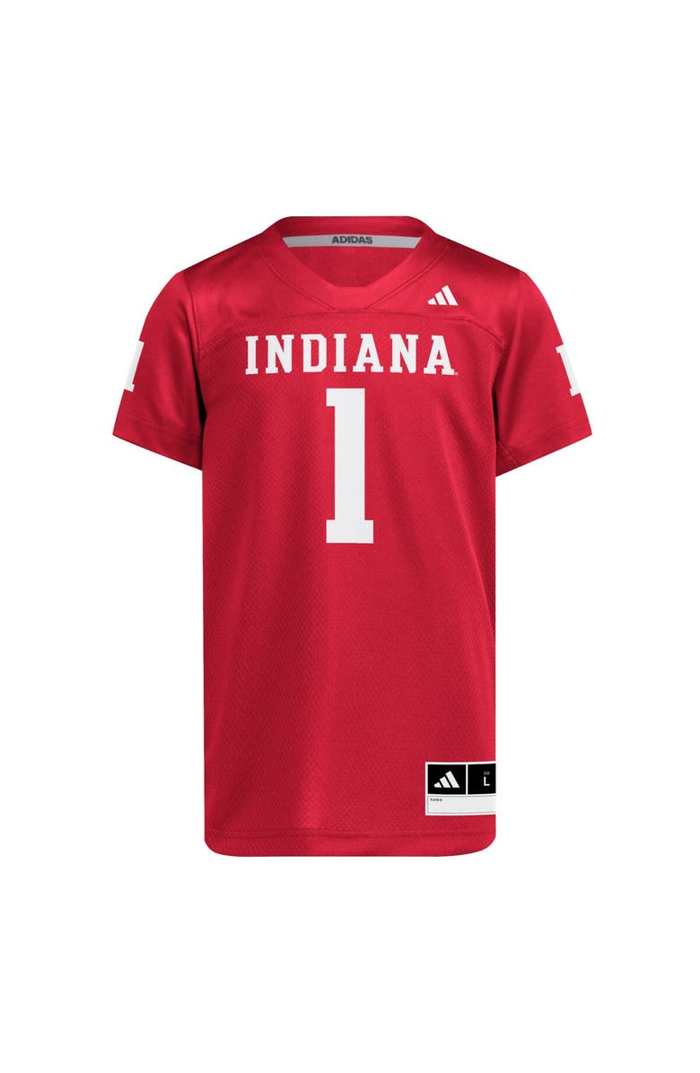 adidas Youth adidas #1 Crimson Indiana Hoosiers Replica Jersey, Alternate, color, 