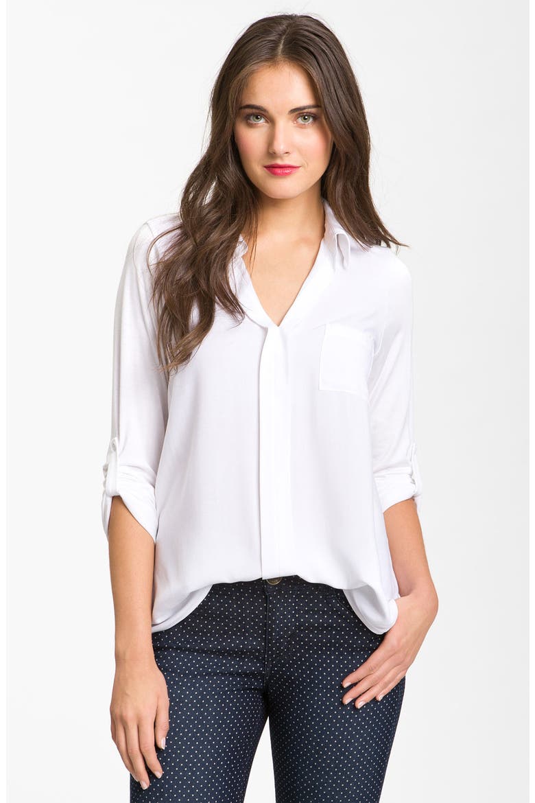 Mixed Media Shirt, Main, color, WHITE