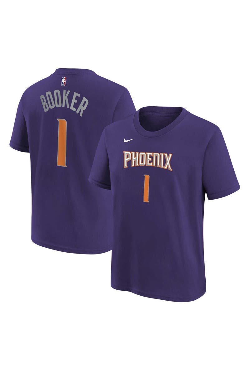 Nike Youth Devin Booker Purple Phoenix Suns Icon Name & Number T-Shirt, Main, color, Purple