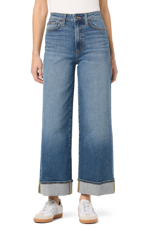 Cuffed High Waist Ankle Wide Leg Jeans (Panama)